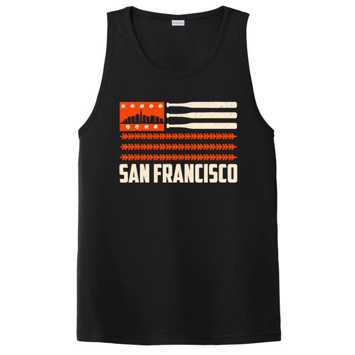 San Francisco Baseball Flag Patriotic Vintage PosiCharge Competitor Tank