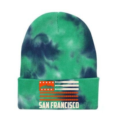 San Francisco Baseball Flag Patriotic Vintage Tie Dye 12in Knit Beanie