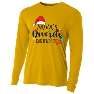 Santa's Favorite Bartender Christmas Funny Xmas Gift Cooling Performance Long Sleeve Crew