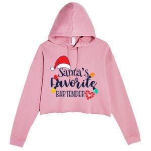 Santa's Favorite Bartender Christmas Funny Xmas Gift Crop Fleece Hoodie