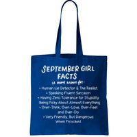 September Facts Birthday Funny Gift Born In September Virgo Great Gift Tote Bag