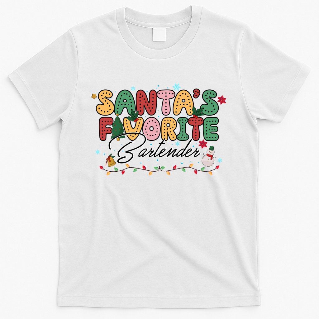 Santa Favorites Bartender Christmas Holiday Drinking Team T-Shirt