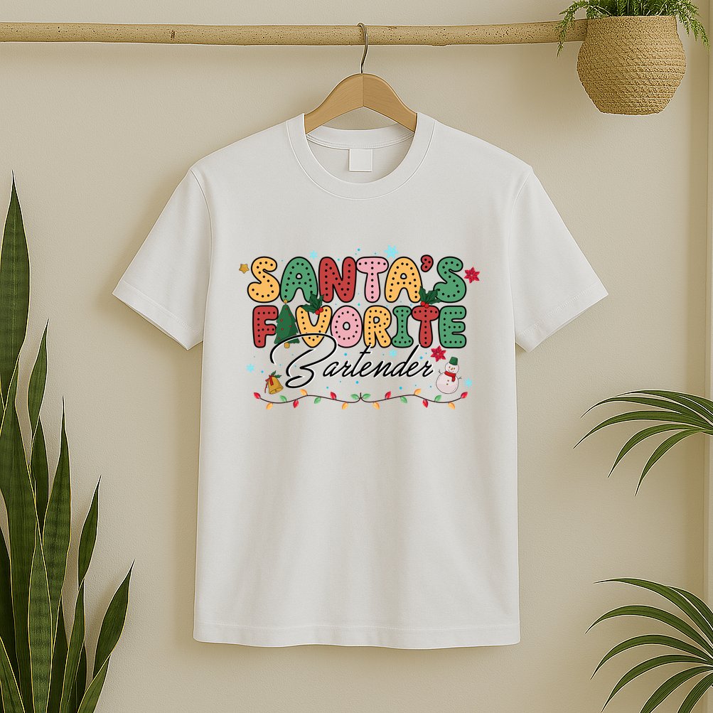 Santa Favorites Bartender Christmas Holiday Drinking Team T-Shirt