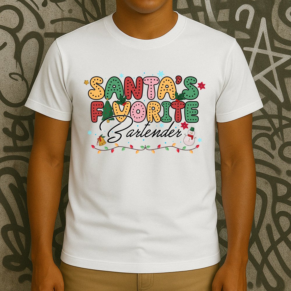 Santa Favorites Bartender Christmas Holiday Drinking Team T-Shirt