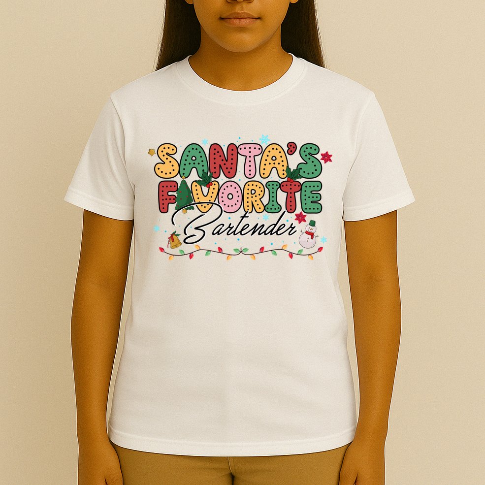 Santa Favorites Bartender Christmas Holiday Drinking Team T-Shirt