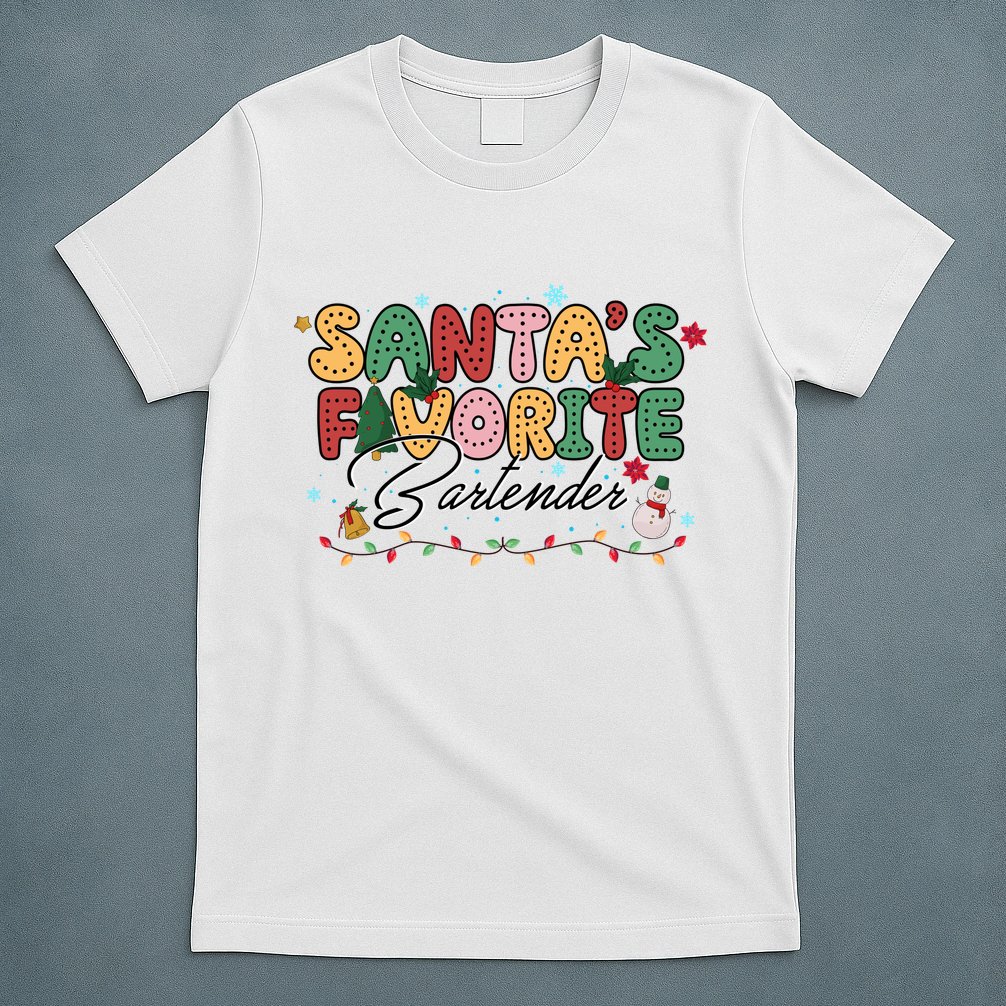 Santa Favorites Bartender Christmas Holiday Drinking Team T-Shirt