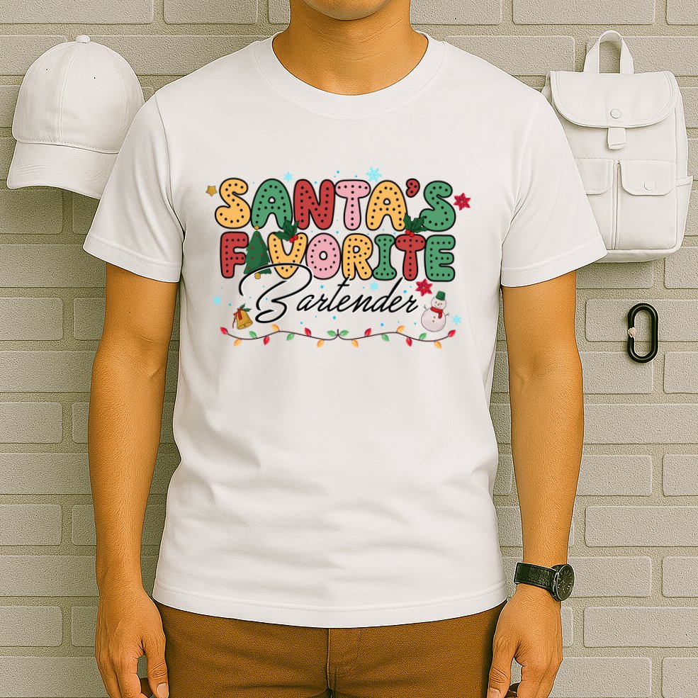 Santa Favorites Bartender Christmas Holiday Drinking Team T-Shirt