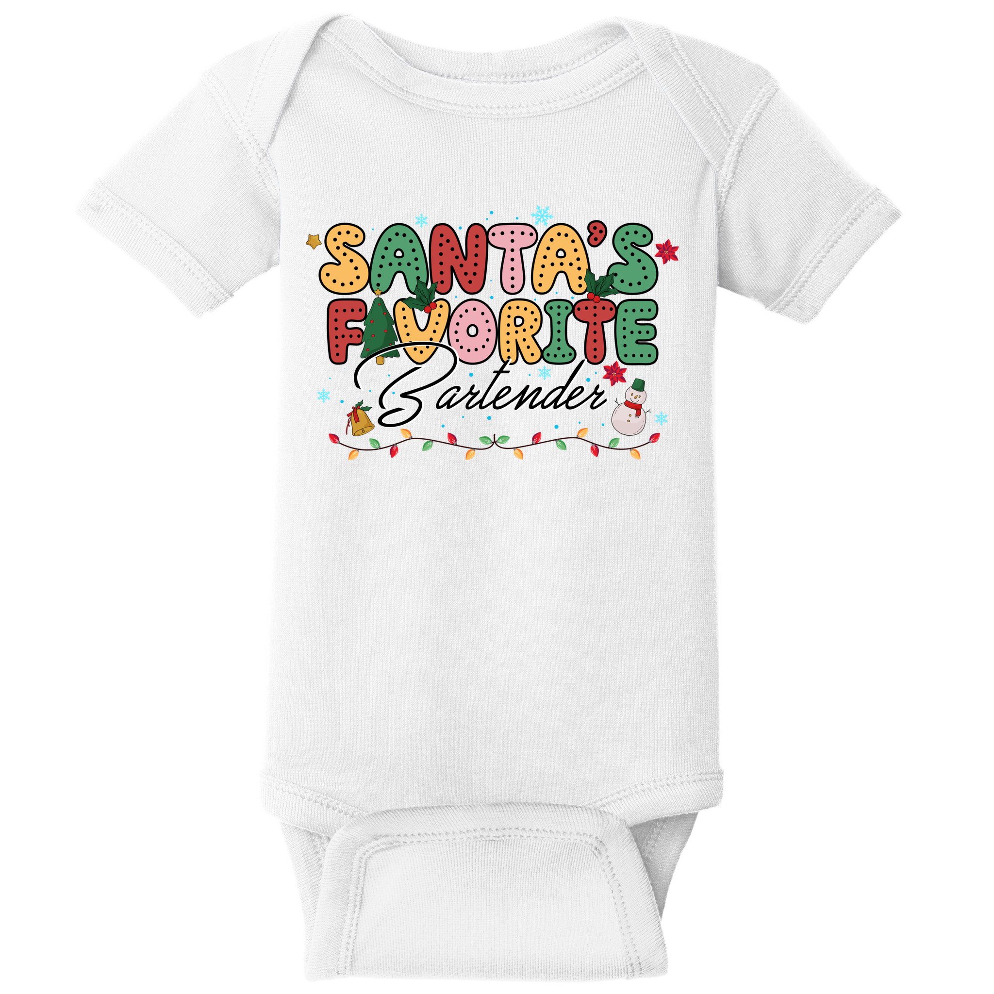 Santa Favorites Bartender Christmas Holiday Drinking Team Baby Bodysuit