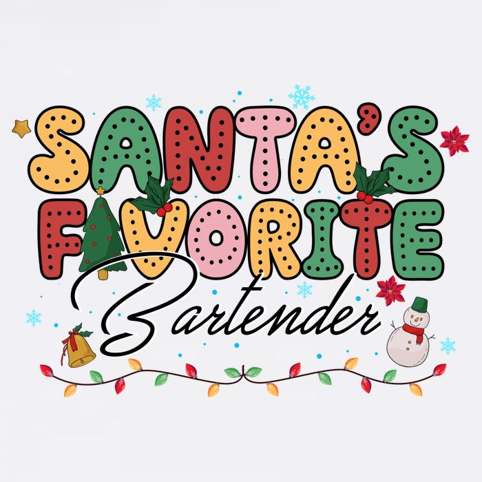 Santa Favorites Bartender Christmas Holiday Drinking Team Baby Bodysuit