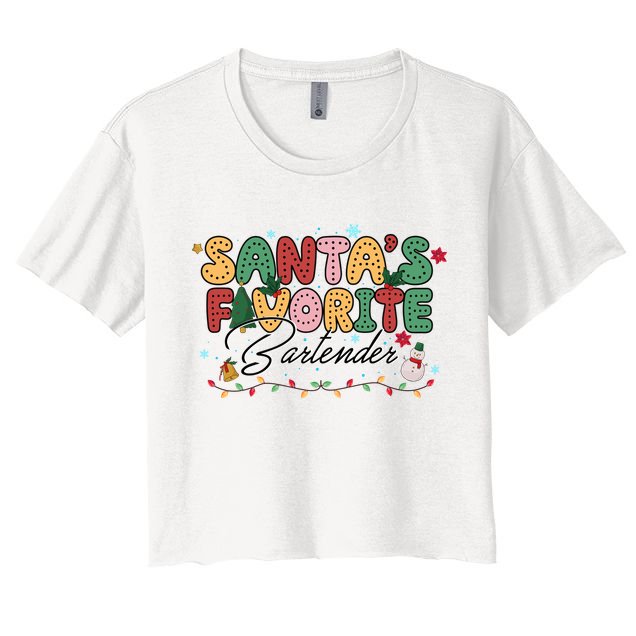 Santa Favorites Bartender Christmas Holiday Drinking Team Women's Crop Top Tee