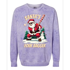 SantaS Four Bagger Baseball Player Christmas Santa Claus Gift Colorblast Crewneck Sweatshirt