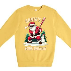 SantaS Four Bagger Baseball Player Christmas Santa Claus Gift Premium Crewneck Sweatshirt