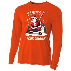 SantaS Four Bagger Baseball Player Christmas Santa Claus Gift Cooling Performance Long Sleeve Crew