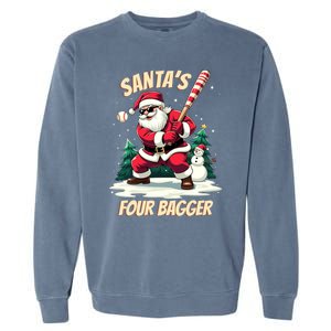 SantaS Four Bagger Baseball Player Christmas Santa Claus Gift Garment-Dyed Sweatshirt