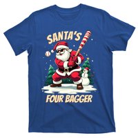 SantaS Four Bagger Baseball Player Christmas Santa Claus Gift T-Shirt