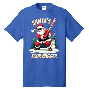 SantaS Four Bagger Baseball Player Christmas Santa Claus Gift Tall T-Shirt