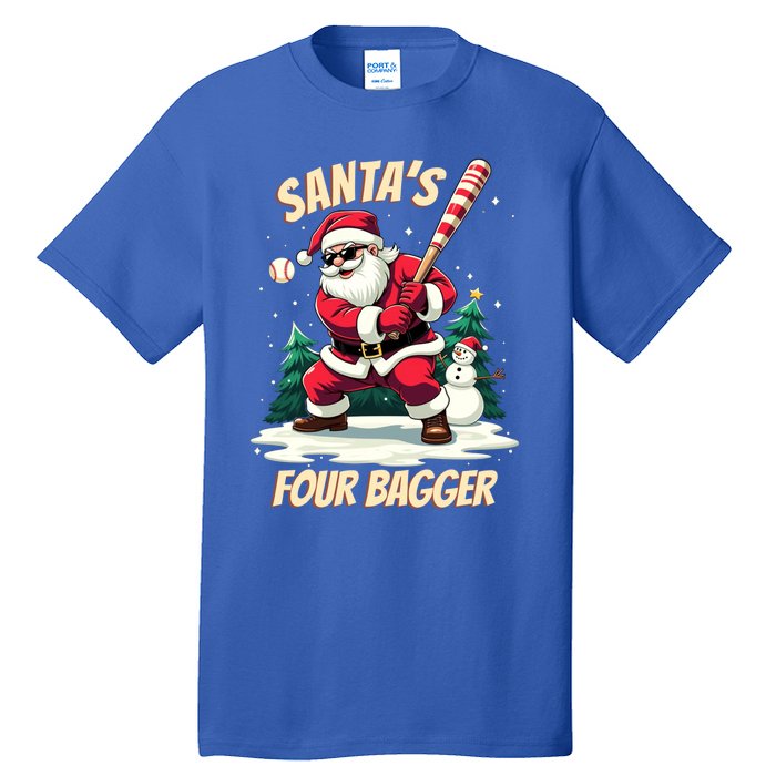 SantaS Four Bagger Baseball Player Christmas Santa Claus Gift Tall T-Shirt