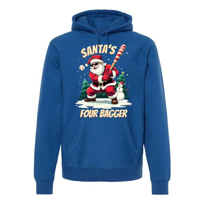 SantaS Four Bagger Baseball Player Christmas Santa Claus Gift Premium Hoodie