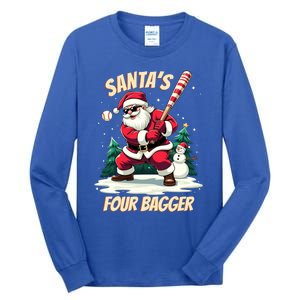 SantaS Four Bagger Baseball Player Christmas Santa Claus Gift Tall Long Sleeve T-Shirt