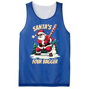 SantaS Four Bagger Baseball Player Christmas Santa Claus Gift Mesh Reversible Basketball Jersey Tank