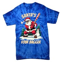 SantaS Four Bagger Baseball Player Christmas Santa Claus Gift Tie-Dye T-Shirt