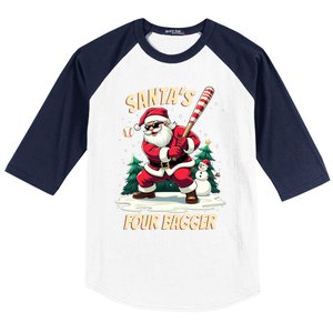 SantaS Four Bagger Baseball Player Christmas Santa Claus Gift Baseball Sleeve Shirt