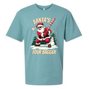 SantaS Four Bagger Baseball Player Christmas Santa Claus Gift Sueded Cloud Jersey T-Shirt