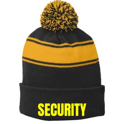 Security Front & Back Print Staff Event Uniform Bouncer Stripe Pom Pom Beanie