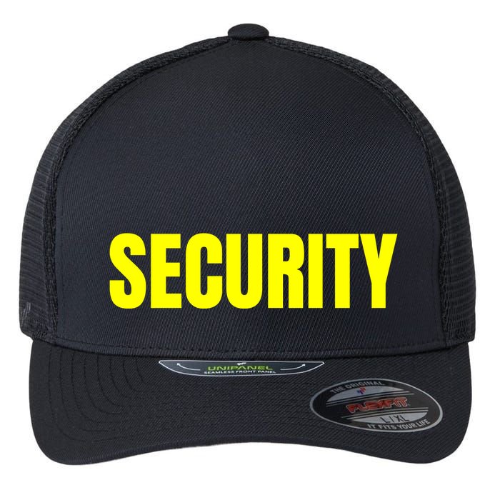 Security Front & Back Print Staff Event Uniform Bouncer Flexfit Unipanel Trucker Cap