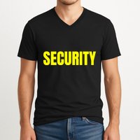 Security Front & Back Print Staff Event Uniform Bouncer V-Neck T-Shirt