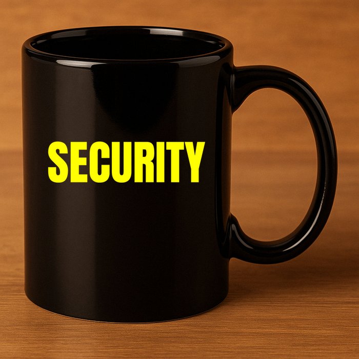 Security Front & Back Print Staff Event Uniform Bouncer 11oz C Handle Ceramic Mug