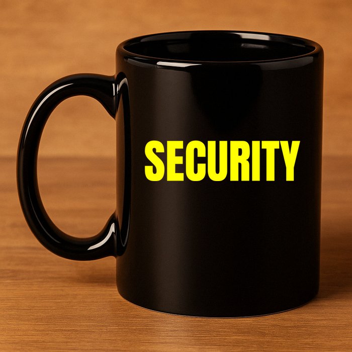 Security Front & Back Print Staff Event Uniform Bouncer 11oz C Handle Ceramic Mug