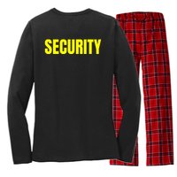 Security Front & Back Print Staff Event Uniform Bouncer Women's Long Sleeve Flannel Pajama Set 