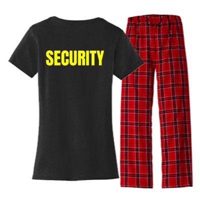 Security Front & Back Print Staff Event Uniform Bouncer Women's Flannel Pajama Set