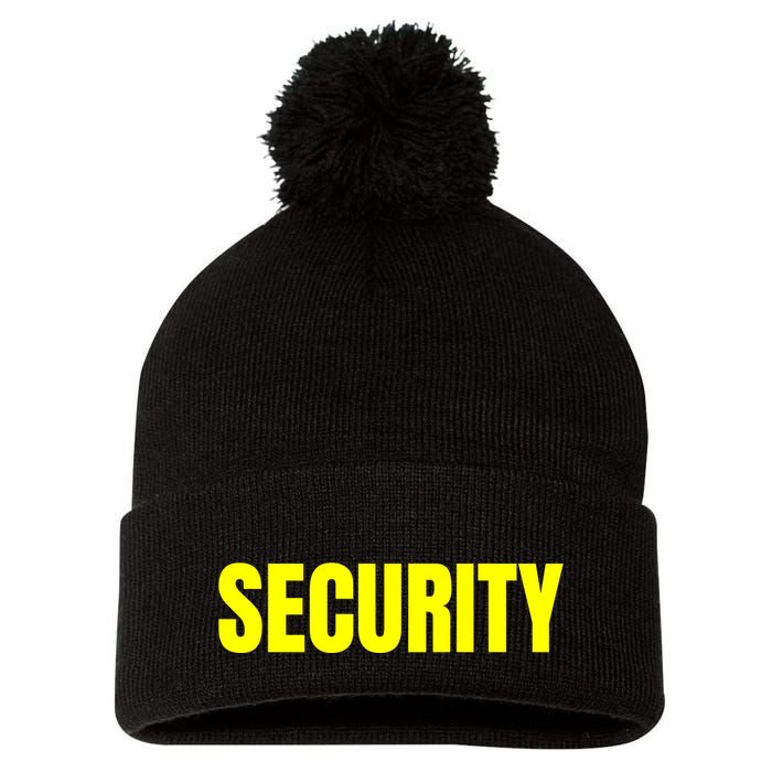 Security Front & Back Print Staff Event Uniform Bouncer Pom Pom 12in Knit Beanie