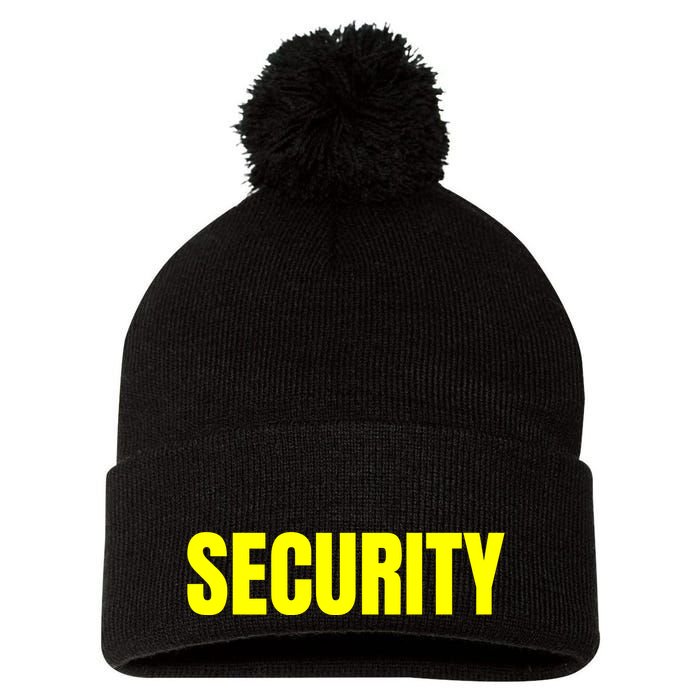 Security Front & Back Print Staff Event Uniform Bouncer Pom Pom 12in Knit Beanie