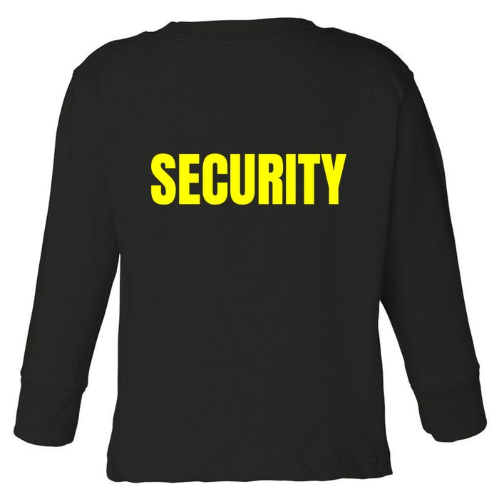 Security Front & Back Print Staff Event Uniform Bouncer Toddler Long Sleeve Shirt