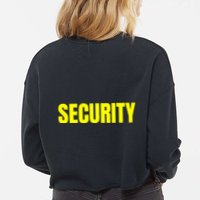 Security Front & Back Print Staff Event Uniform Bouncer Cropped Pullover Crew