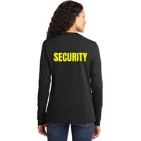 Security Front & Back Print Staff Event Uniform Bouncer Ladies Long Sleeve Shirt