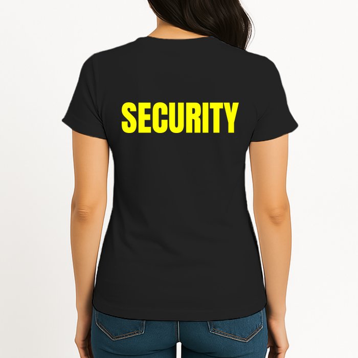 Security Front & Back Print Staff Event Uniform Bouncer Womens T-Shirt
