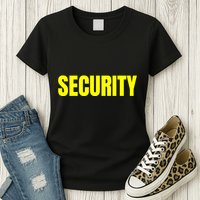 Security Front & Back Print Staff Event Uniform Bouncer Womens T-Shirt