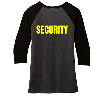 Security Front & Back Print Staff Event Uniform Bouncer Women's Tri-Blend 3/4-Sleeve Raglan Shirt