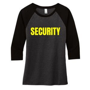 Security Front & Back Print Staff Event Uniform Bouncer Women's Tri-Blend 3/4-Sleeve Raglan Shirt