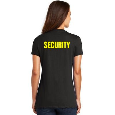 Security Front & Back Print Staff Event Uniform Bouncer Women's V-Neck T-Shirt