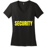 Security Front & Back Print Staff Event Uniform Bouncer Women's V-Neck T-Shirt
