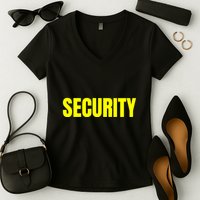 Security Front & Back Print Staff Event Uniform Bouncer Women's V-Neck T-Shirt