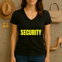 Security Front & Back Print Staff Event Uniform Bouncer Women's V-Neck T-Shirt