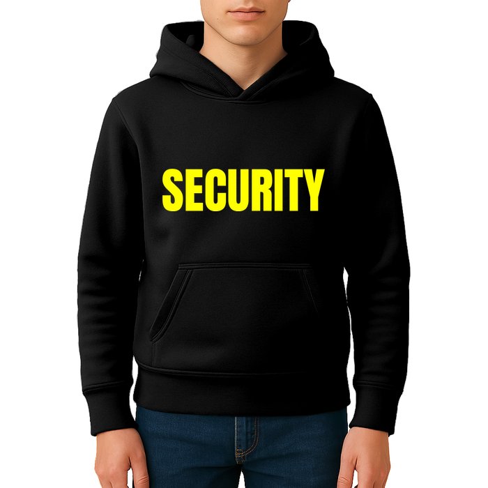 Security Front & Back Print Staff Event Uniform Bouncer Kids Hoodie