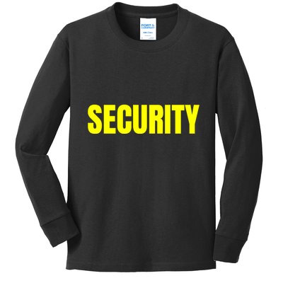 Security Front & Back Print Staff Event Uniform Bouncer Kids Long Sleeve Shirt