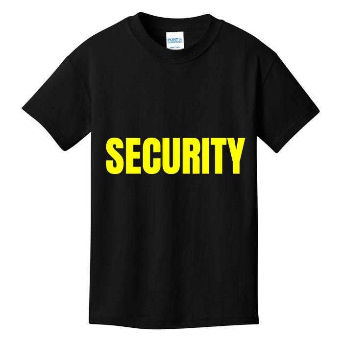 Security Front & Back Print Staff Event Uniform Bouncer Kids T-Shirt